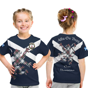 Dennistoun Tartan Lion Rampant Kid T-Shirt Proudly Display Your Heritage with Alba Gu Brath and Clan Name