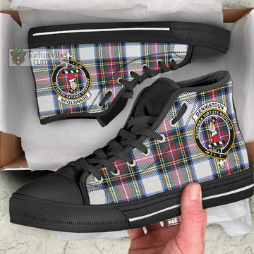 Dennistoun Tartan High Top Shoes with Family Crest