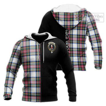 Dennistoun Tartan Knitted Hoodie with Family Crest and Half Of Me Style