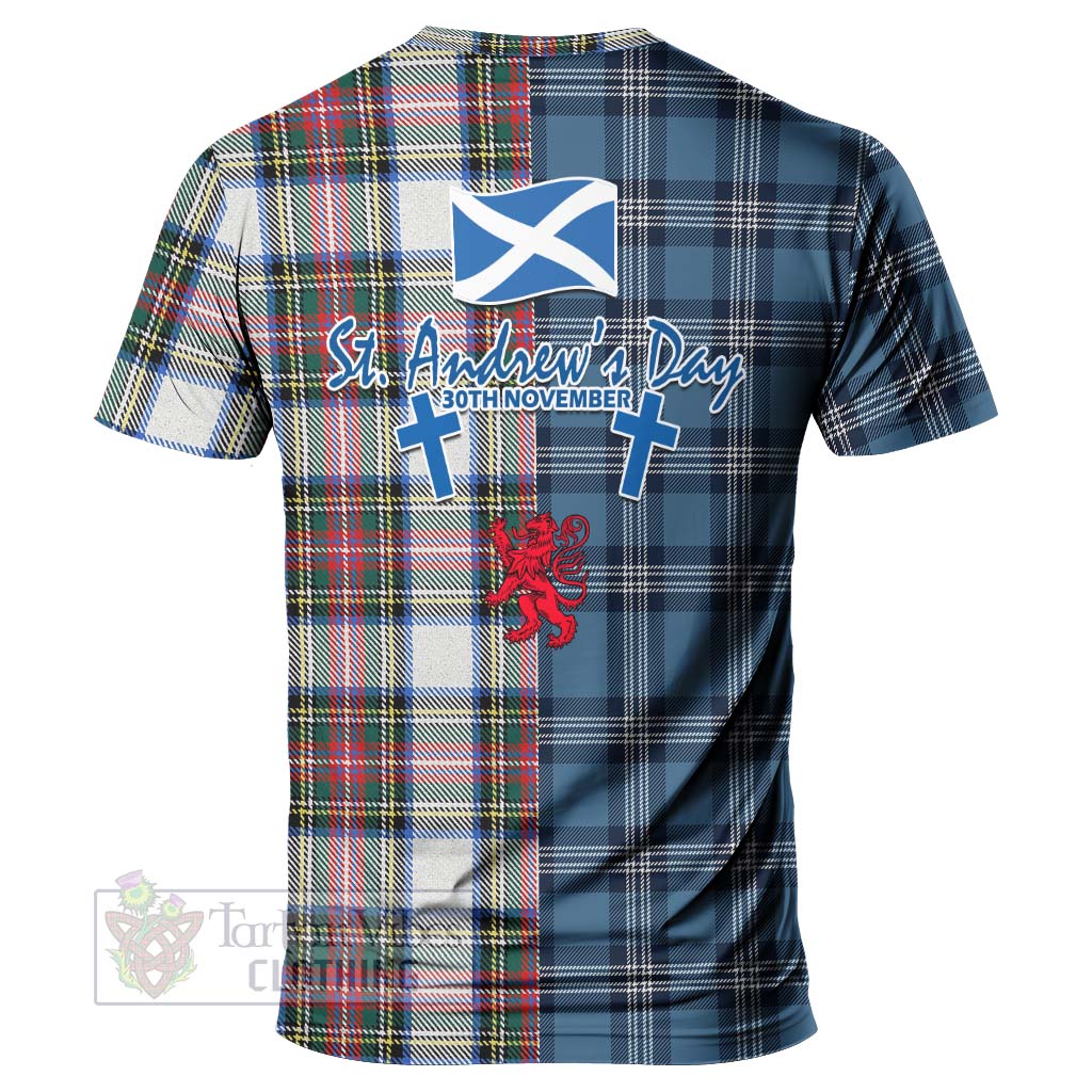 Tartan Vibes Clothing Dennistoun Tartan T-Shirt Happy St. Andrew's Day Half Tartan Style