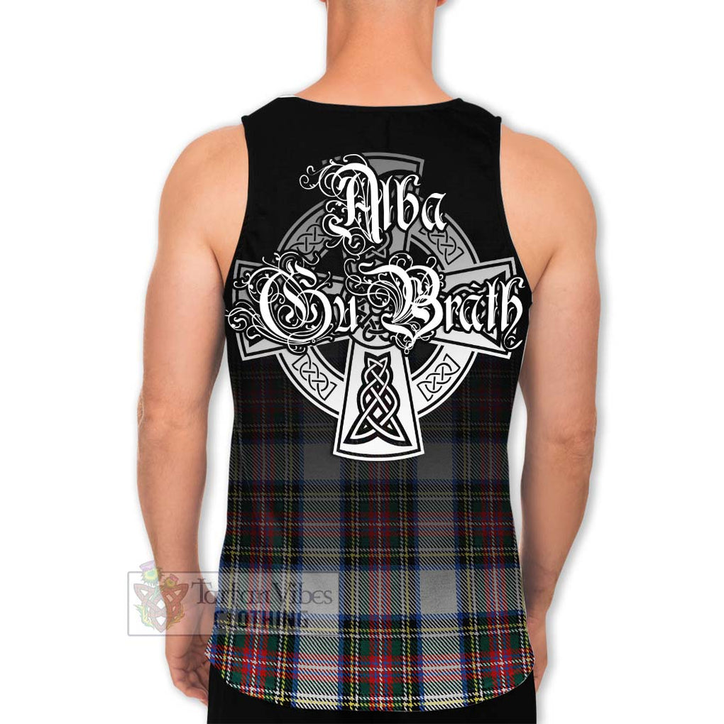 Tartan Vibes Clothing Dennistoun Tartan Men's Tank Top Featuring Alba Gu Brath Family Crest Celtic Inspired