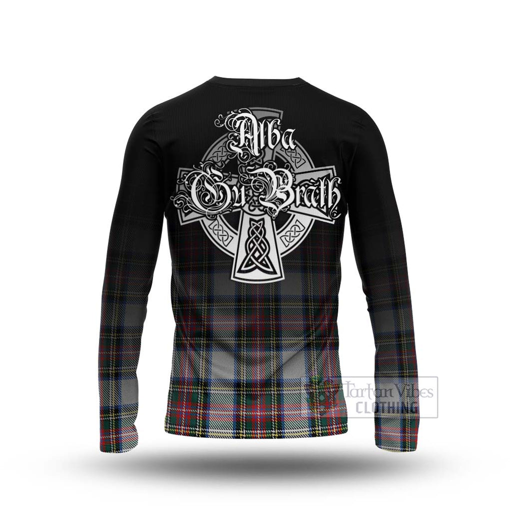 Tartan Vibes Clothing Dennistoun Tartan Long Sleeve T-Shirt Featuring Alba Gu Brath Family Crest Celtic Inspired