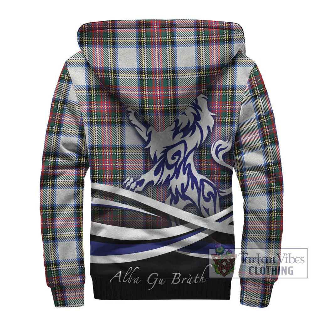 Dennistoun Tartan Sherpa Hoodie with Alba Gu Brath Regal Lion Emblem - Tartanvibesclothing Shop