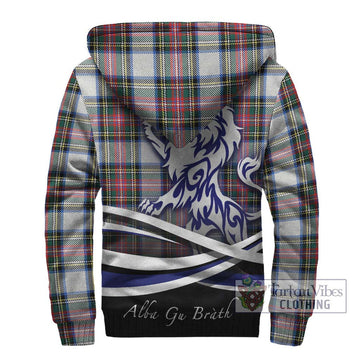 Dennistoun Tartan Sherpa Hoodie with Alba Gu Brath Regal Lion Emblem