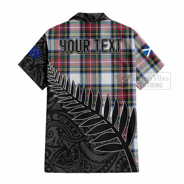 Dennistoun Crest Tartan Hawaiian Shirt with New Zealand Silver Fern Half Style - Tartan Vibes Clothing