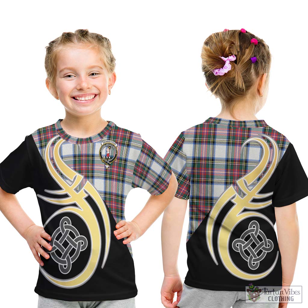 Dennistoun Tartan Kid T-Shirt with Family Crest and Celtic Symbol Style - Tartan Vibes Clothing