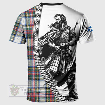 Dennistoun Tartan Clan Crest T-Shirt with Highlander Warrior Celtic Style