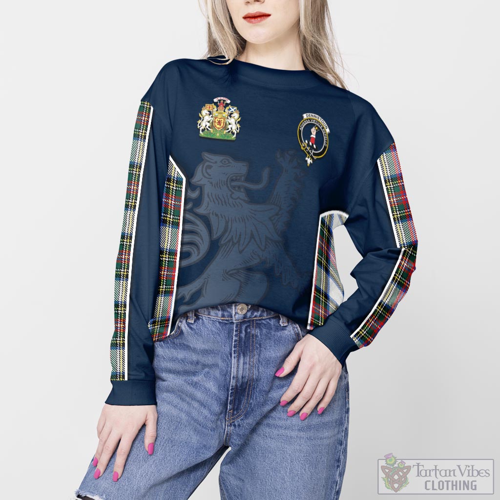 Tartan Vibes Clothing Dennistoun Tartan Sweater with Family Crest and Lion Rampant Vibes Sport Style