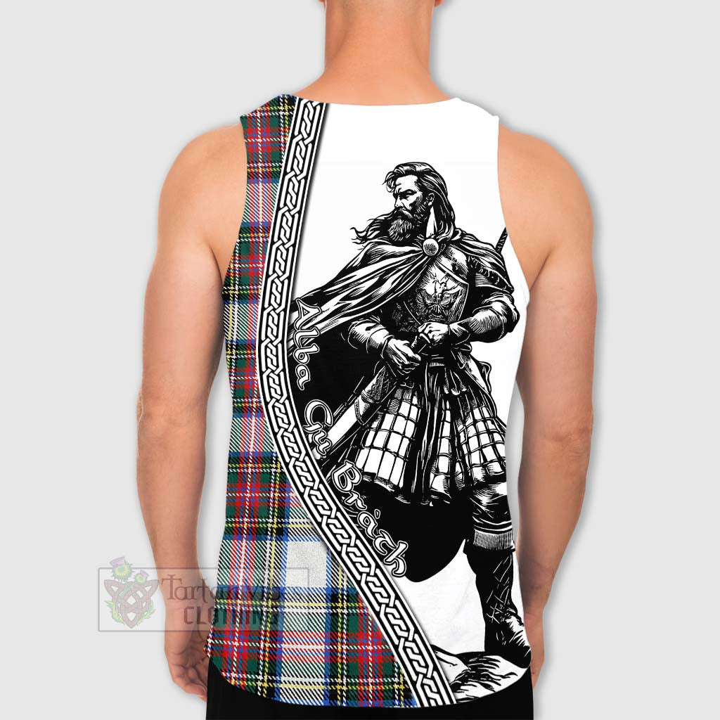 Tartan Vibes Clothing Dennistoun Tartan Clan Crest Men's Tank Top with Highlander Warrior Celtic Style