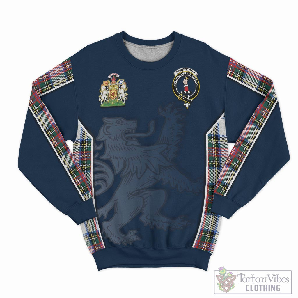 Tartan Vibes Clothing Dennistoun Tartan Sweater with Family Crest and Lion Rampant Vibes Sport Style