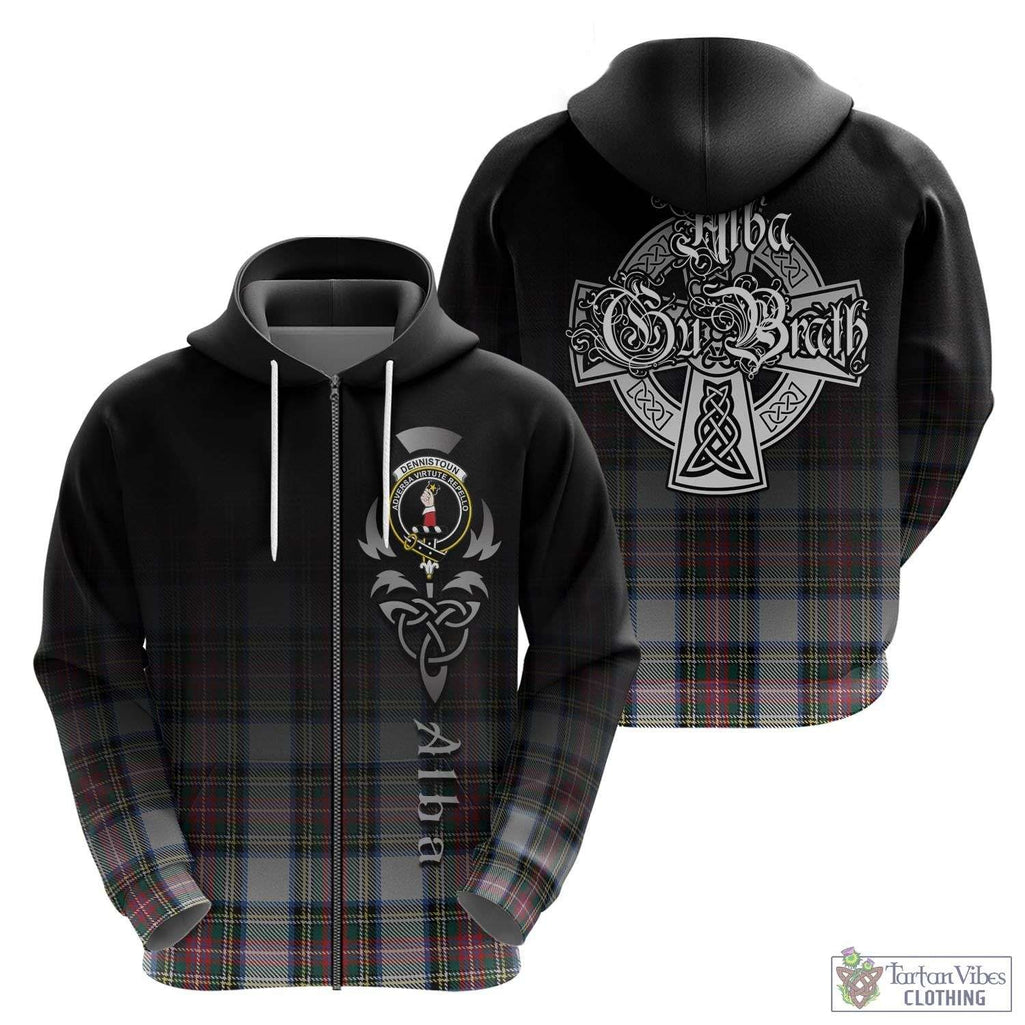 Tartan Vibes Clothing Dennistoun Tartan Hoodie Featuring Alba Gu Brath Family Crest Celtic Inspired