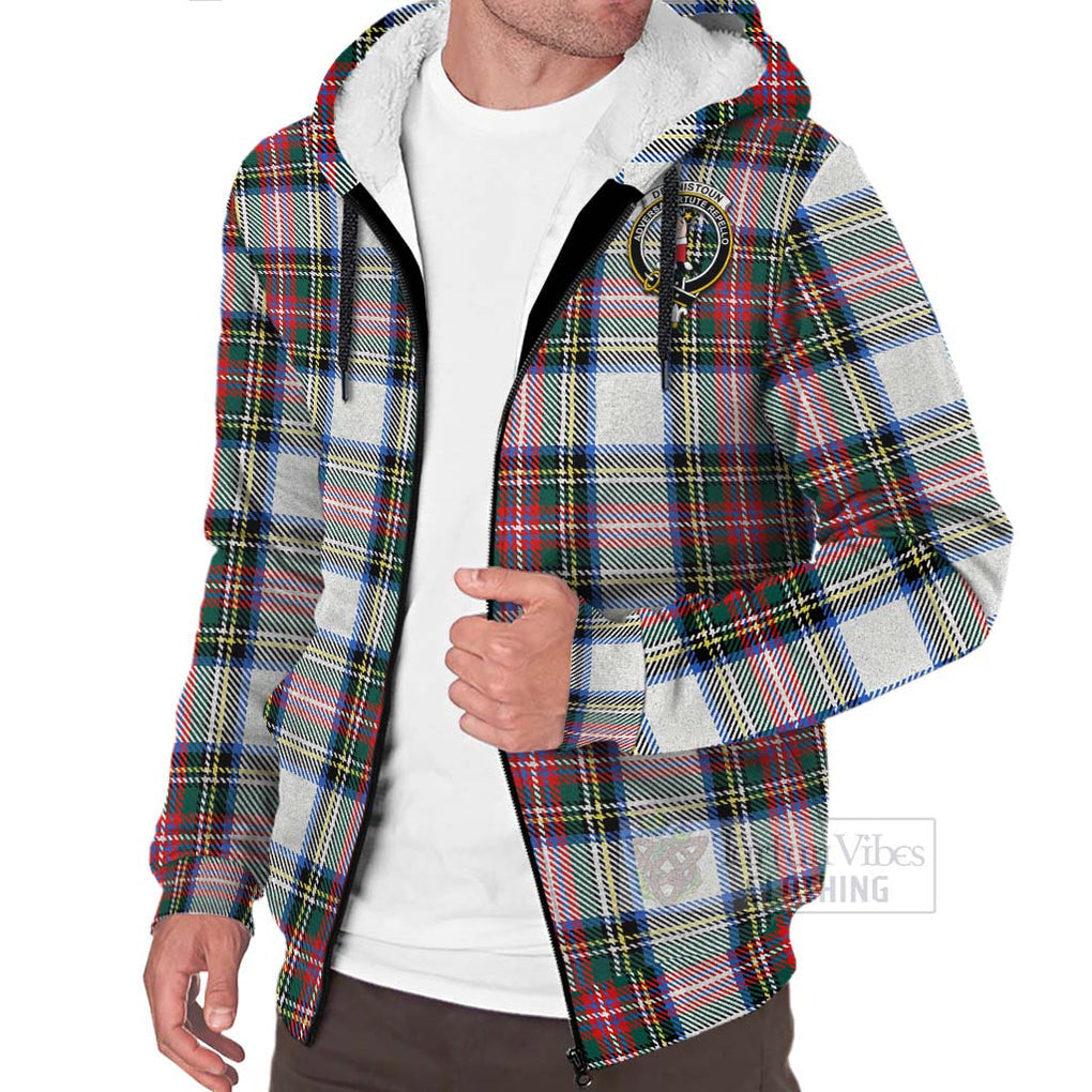 Tartan Vibes Clothing Dennistoun Tartan Sherpa Hoodie with Family Crest Celtic Skull Style