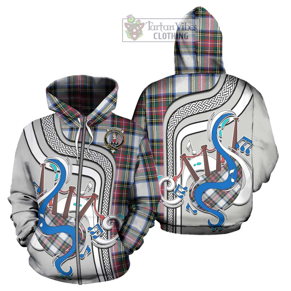 Dennistoun Tartan Hoodie with Epic Bagpipe Style - Tartanvibesclothing Shop