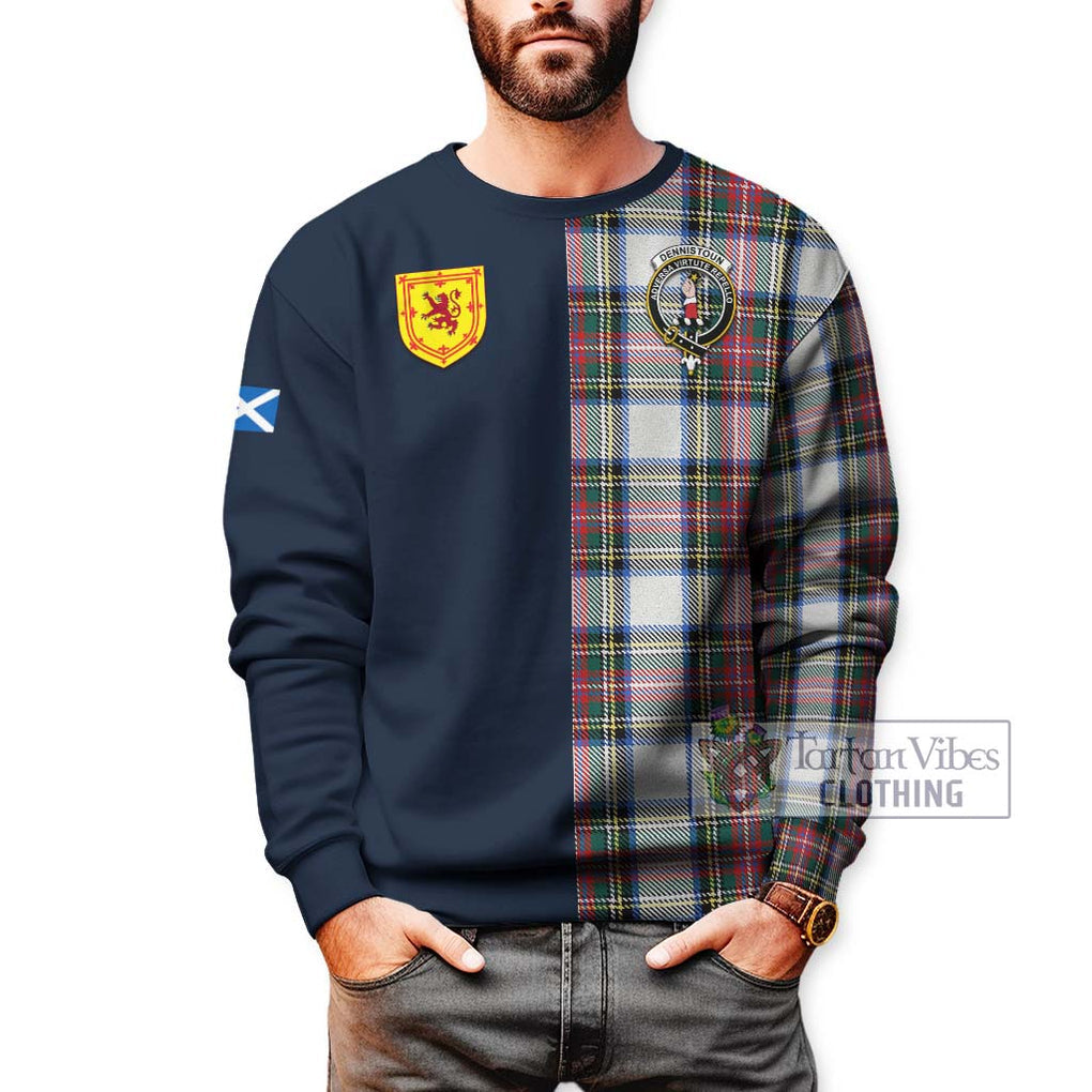 Tartan Vibes Clothing Dennistoun Tartan Sweatshirt with Scottish Lion Royal Arm Half Style