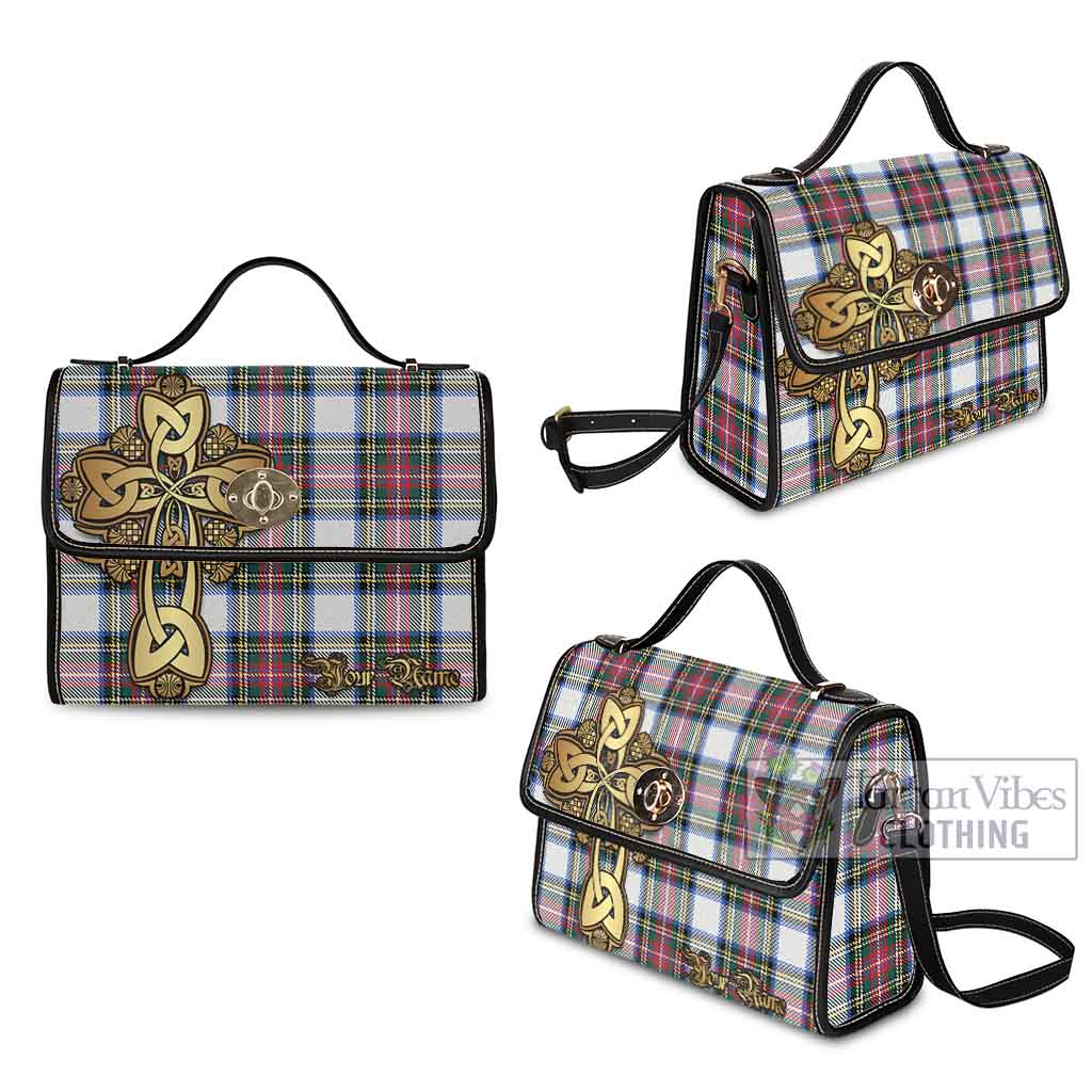 Tartan Vibes Clothing Dennistoun Tartan Waterproof Canvas Bag Golden Thistle Celtic Cross Style