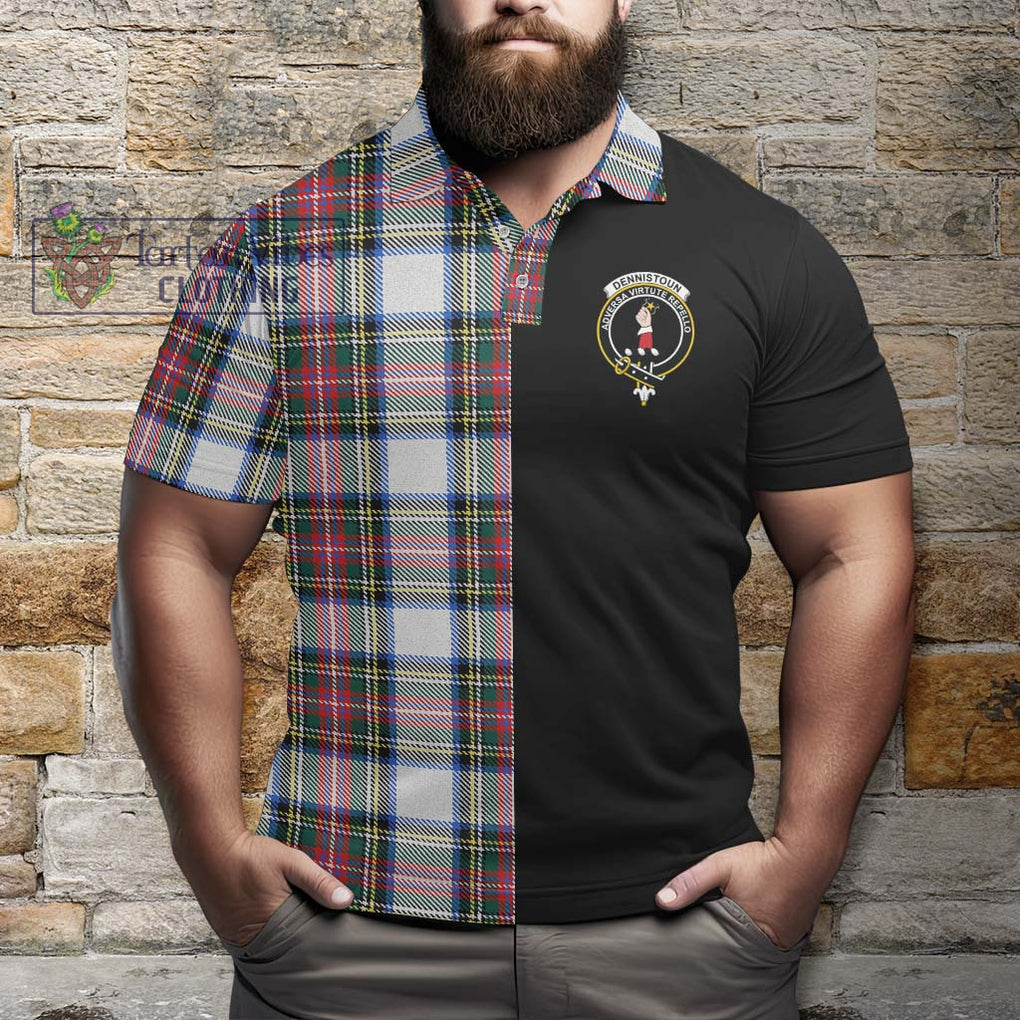 Dennistoun Tartan Polo Shirt with Family Crest and Half Of Me Style - Tartanvibesclothing Shop