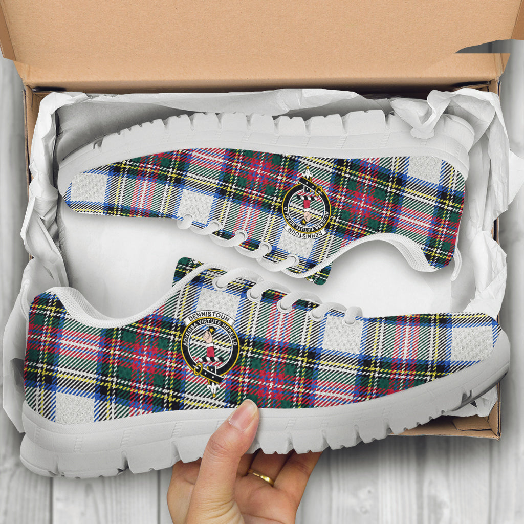 Dennistoun Tartan Sneakers with Family Crest - Tartan Vibes Clothing