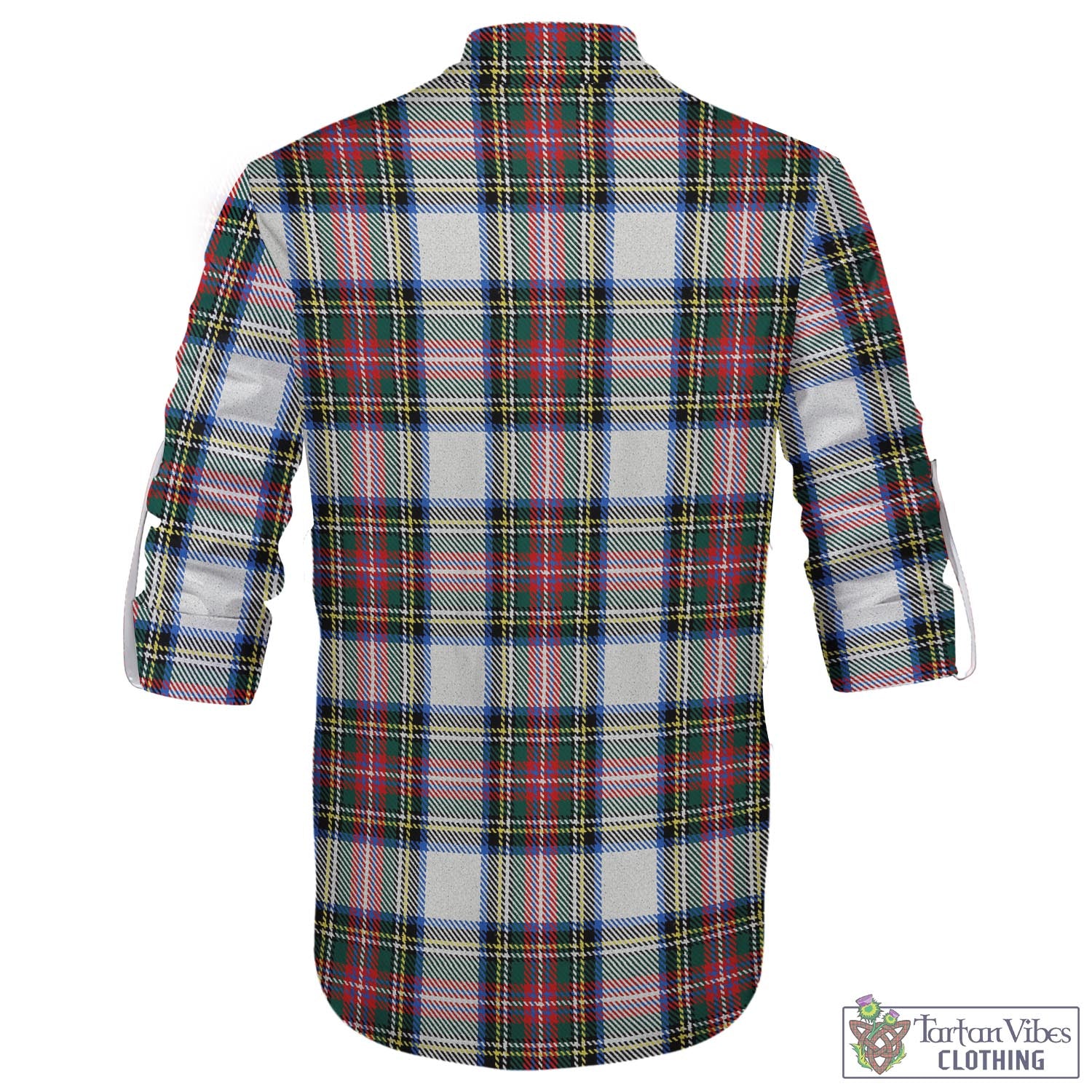 Tartan Vibes Clothing Dennistoun Tartan Men's Scottish Traditional Jacobite Ghillie Kilt Shirt with Family Crest