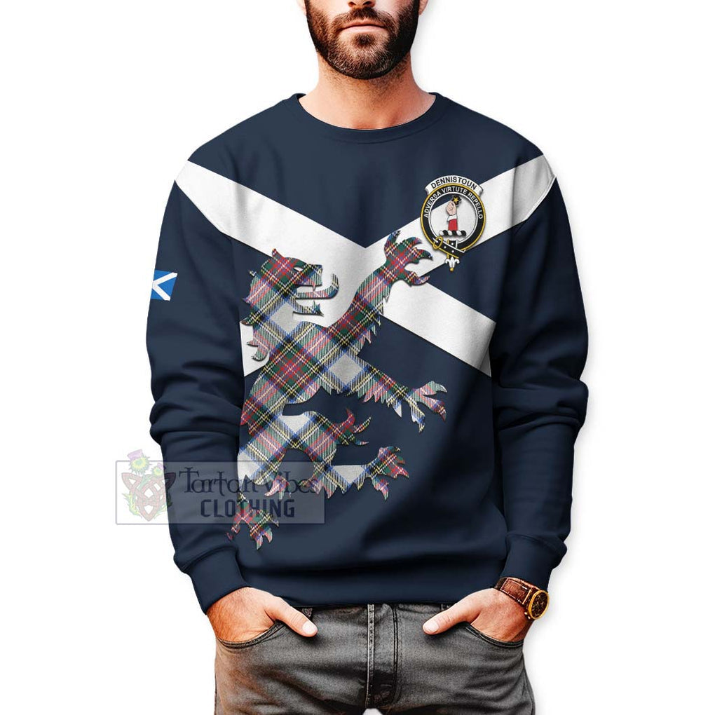 Tartan Vibes Clothing Dennistoun Tartan Lion Rampant Sweatshirt – Proudly Display Your Heritage with Alba Gu Brath and Clan Name