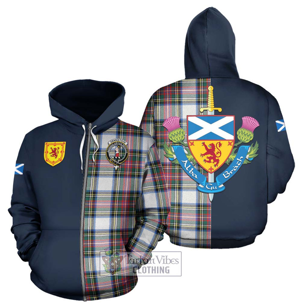 Tartan Vibes Clothing Dennistoun Tartan Hoodie with Scottish Lion Royal Arm Half Style