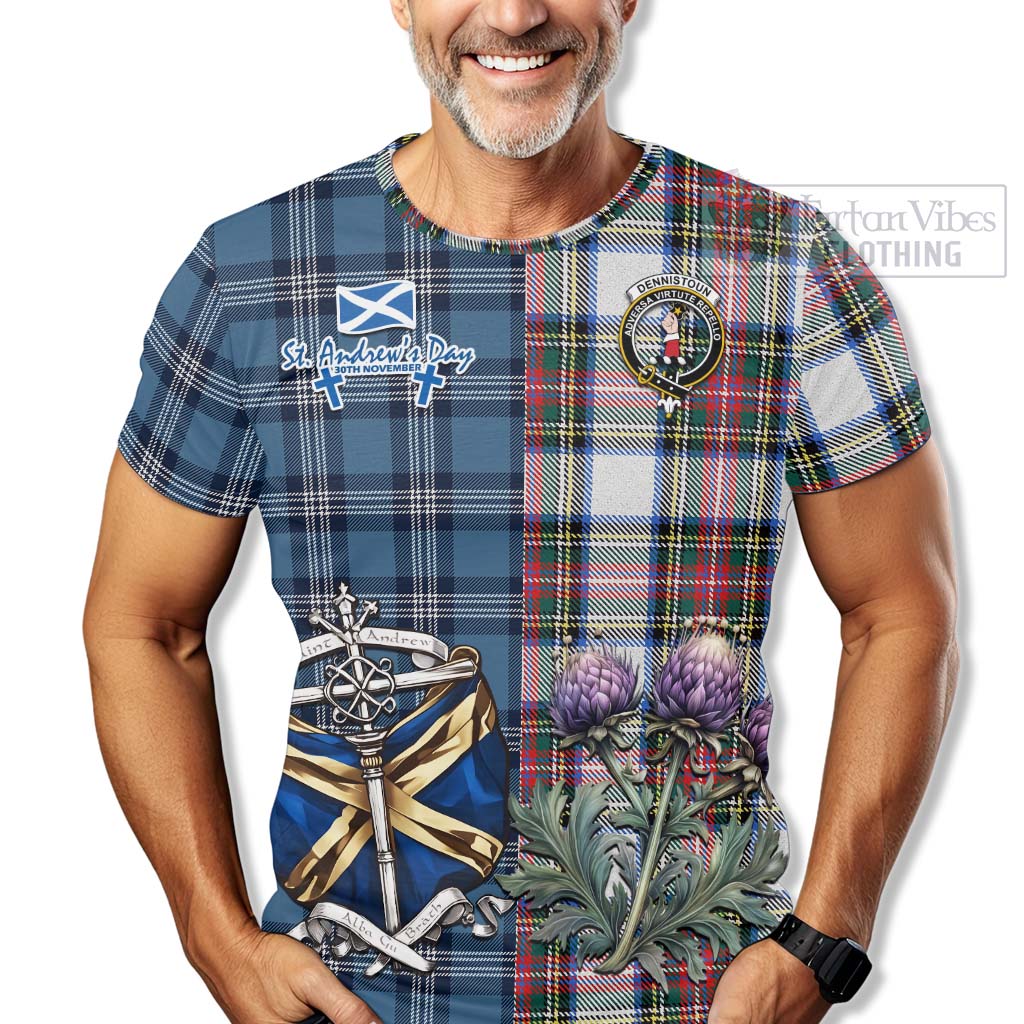 Tartan Vibes Clothing Dennistoun Tartan T-Shirt Happy St. Andrew's Day Half Tartan Style