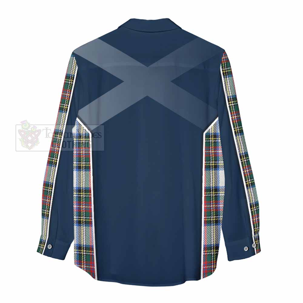 Tartan Vibes Clothing Dennistoun Tartan Women's Casual Shirt with Family Crest and Lion Rampant Vibes Sport Style