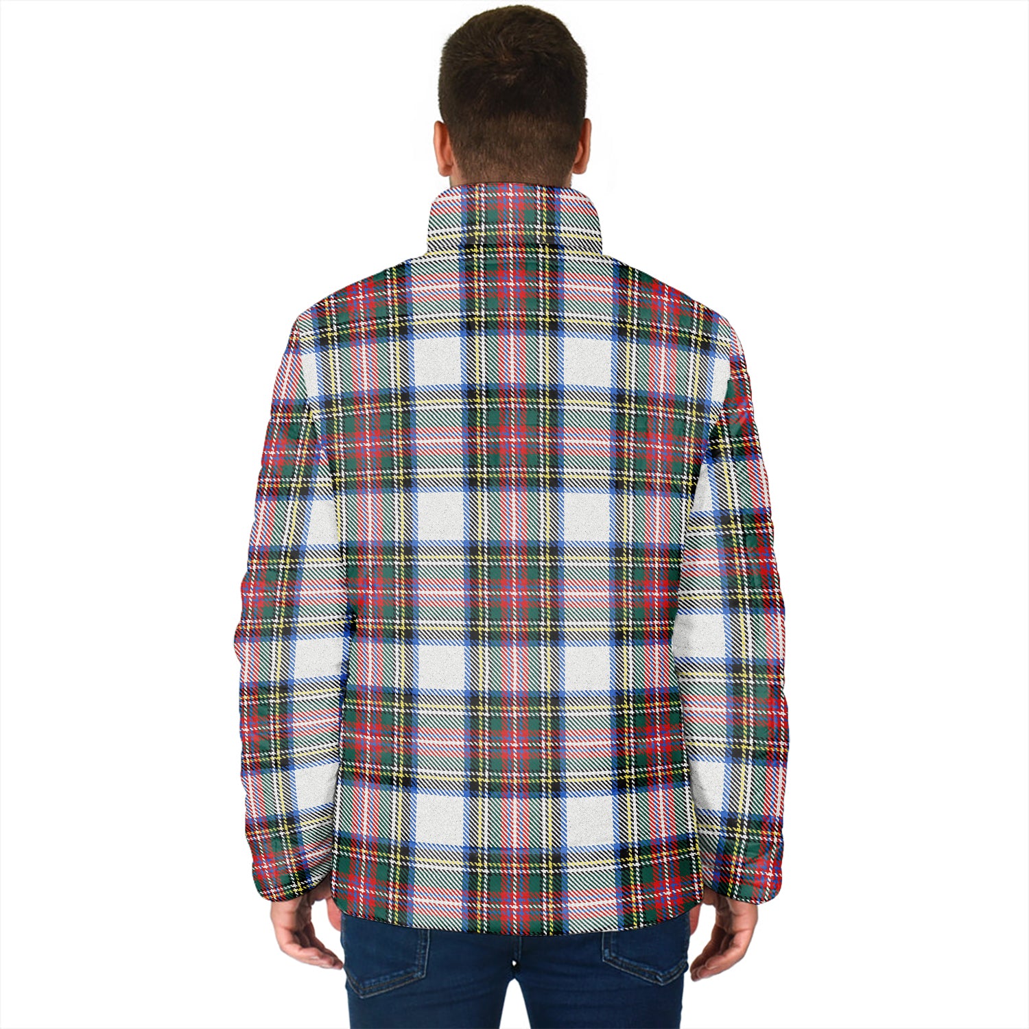 Dennistoun Tartan Padded Jacket with Family Crest - Tartanvibesclothing