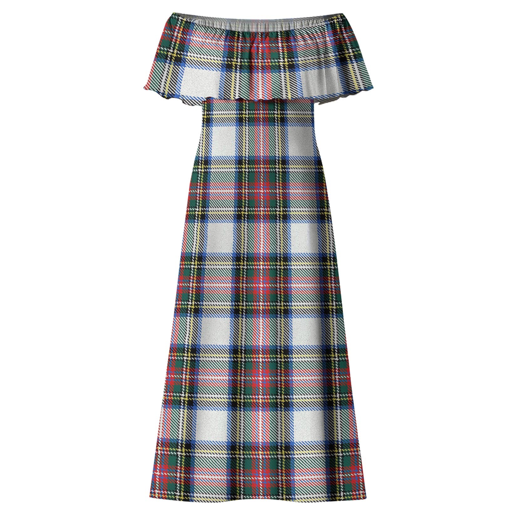 Dennistoun Tartan Off Shoulder Long Dress - Tartanvibesclothing