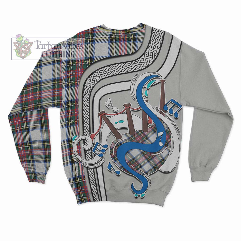 Dennistoun Tartan Sweatshirt with Epic Bagpipe Style - Tartanvibesclothing Shop