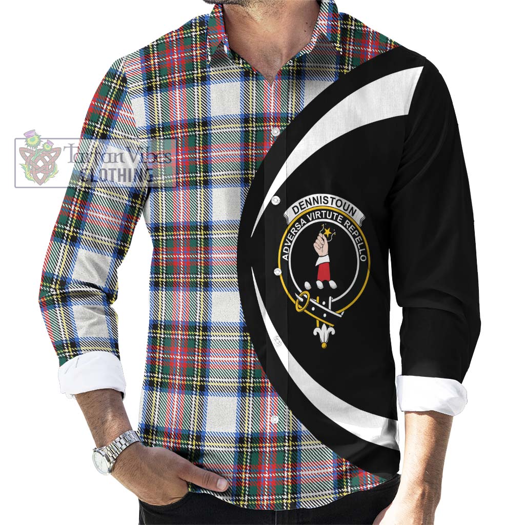 Tartan Vibes Clothing Dennistoun Tartan Long Sleeve Button Up with Family Crest Circle Style