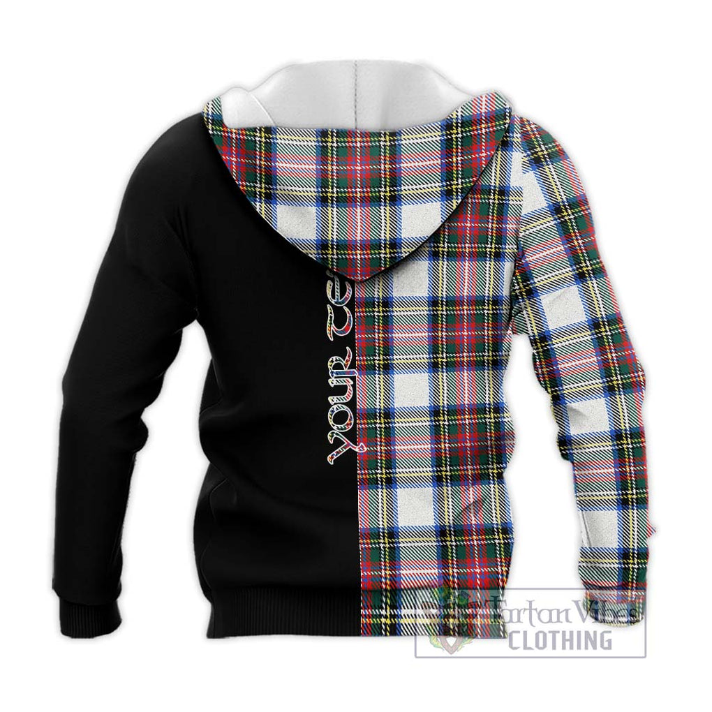 Dennistoun Tartan Knitted Hoodie with Family Crest and Half Of Me Style - Tartanvibesclothing Shop