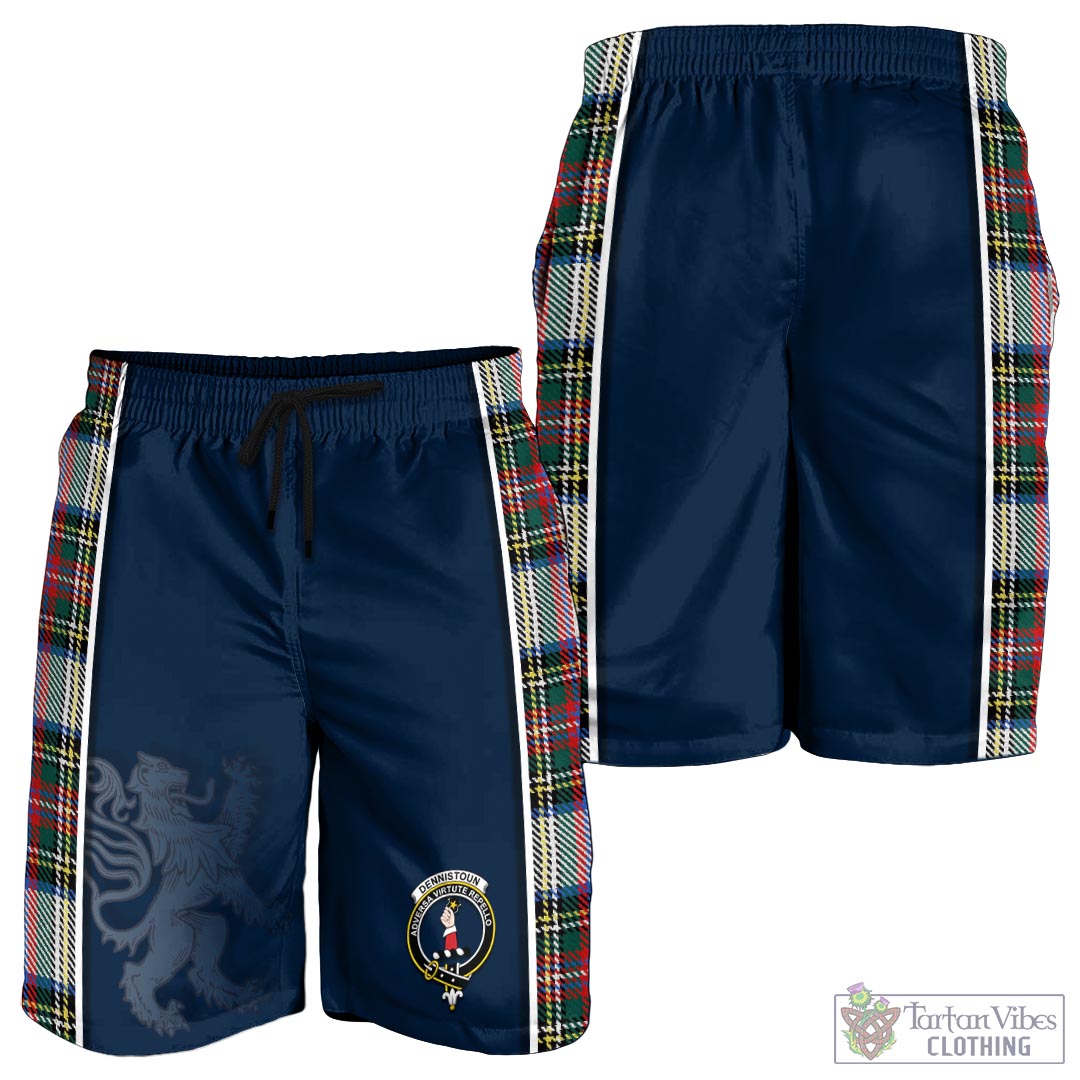 Tartan Vibes Clothing Dennistoun Tartan Men's Shorts with Family Crest and Lion Rampant Vibes Sport Style