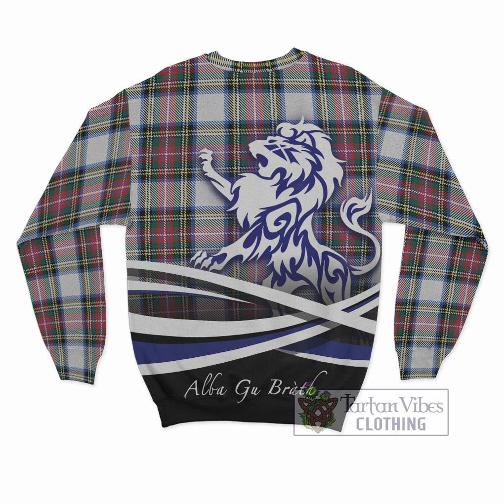 Dennistoun Tartan Sweatshirt with Alba Gu Brath Regal Lion Emblem - Tartanvibesclothing Shop