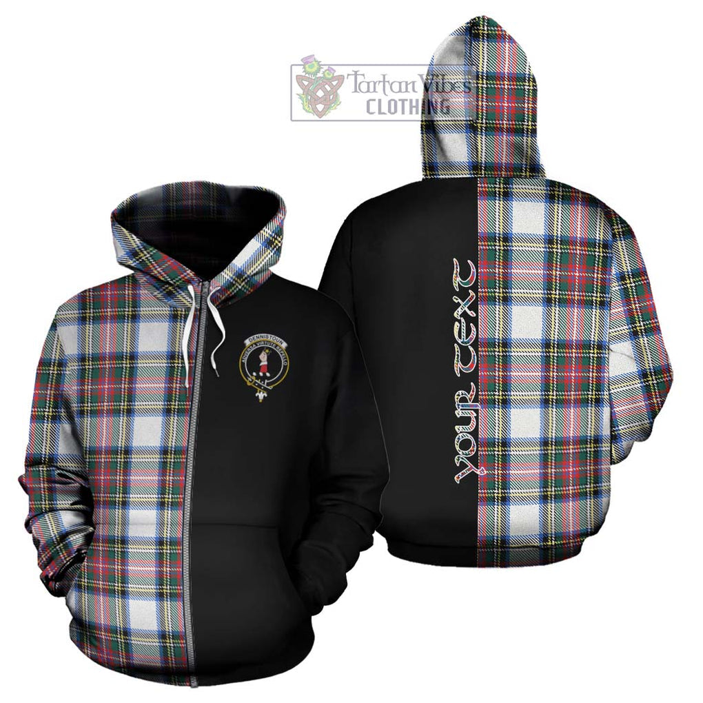 Dennistoun Tartan Hoodie with Family Crest and Half Of Me Style - Tartanvibesclothing Shop