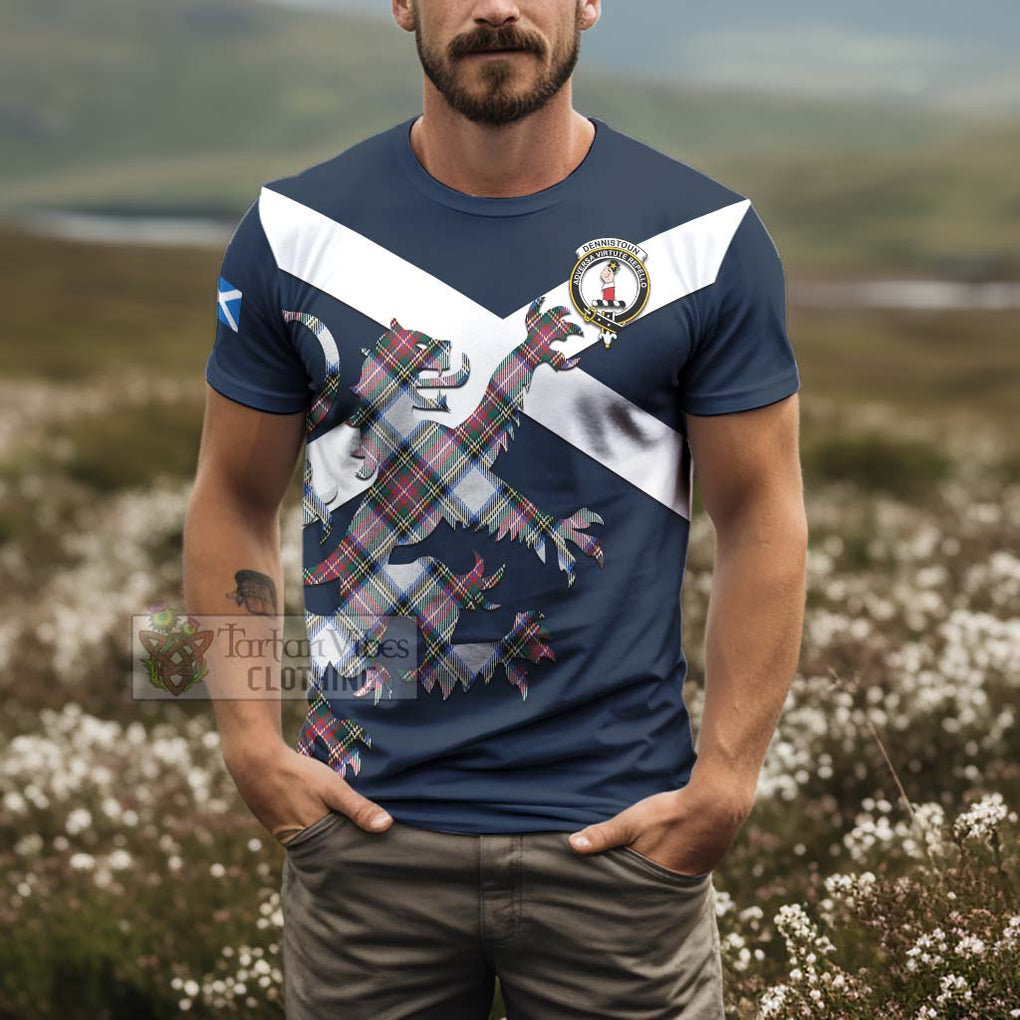 Tartan Vibes Clothing Dennistoun Tartan Lion Rampant T-Shirt – Proudly Display Your Heritage with Alba Gu Brath and Clan Name