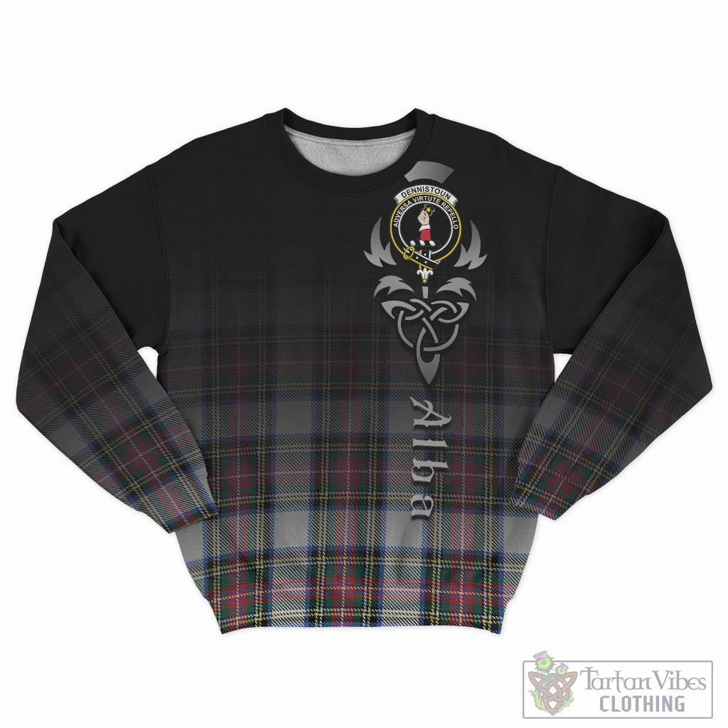 Tartan Vibes Clothing Dennistoun Tartan Sweatshirt Featuring Alba Gu Brath Family Crest Celtic Inspired