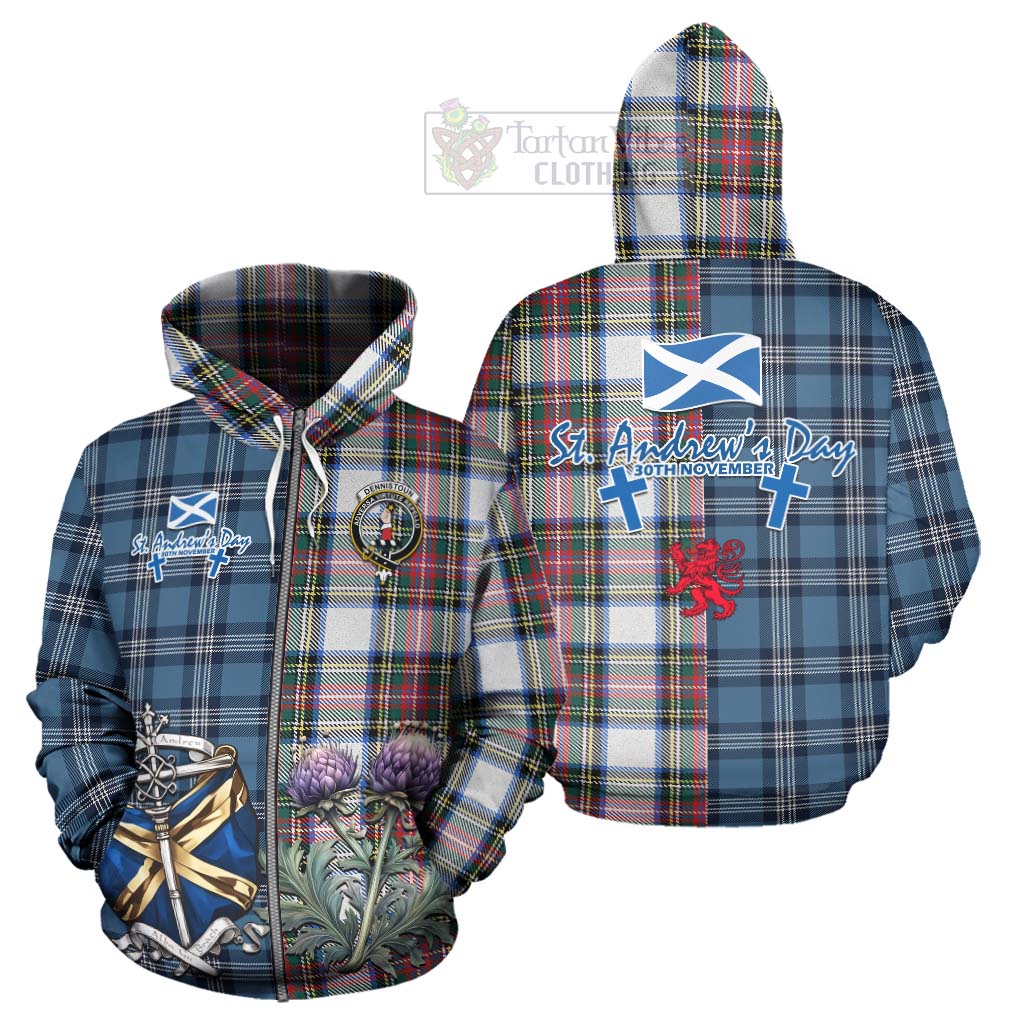 Tartan Vibes Clothing Dennistoun Tartan Hoodie Happy St. Andrew's Day Half Tartan Style