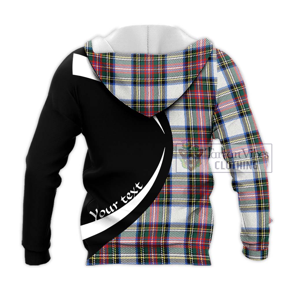 Dennistoun Tartan Knitted Hoodie with Family Crest Circle Style - Tartan Vibes Clothing