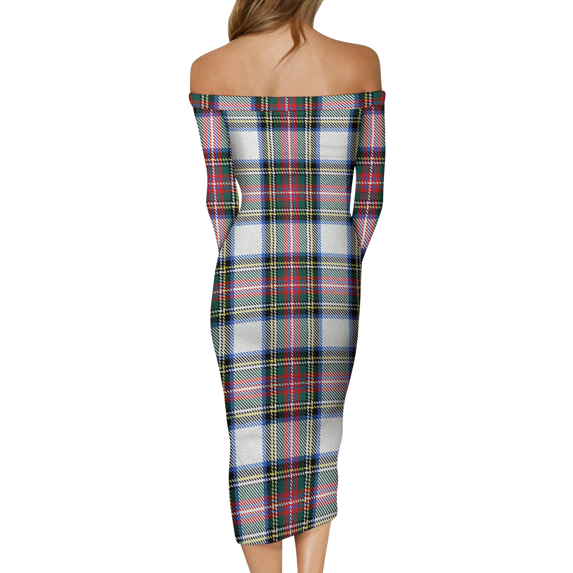 Dennistoun Tartan Off Shoulder Lady Dress - Tartanvibesclothing