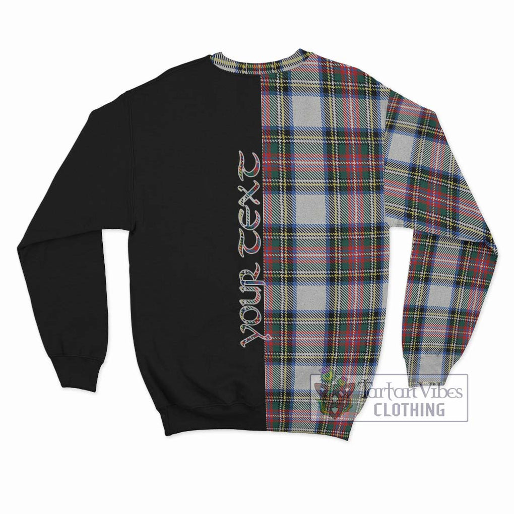 Dennistoun Tartan Sweatshirt with Family Crest and Half Of Me Style - Tartanvibesclothing Shop