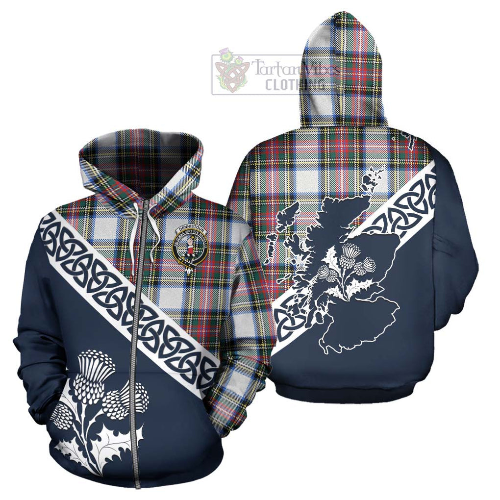 Tartan Vibes Clothing Dennistoun Tartan Hoodie Featuring Thistle and Scotland Map