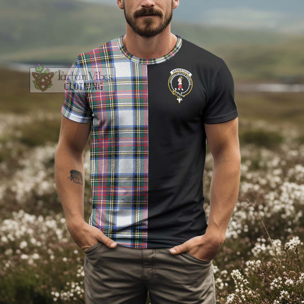 Dennistoun Tartan T-Shirt with Family Crest and Half Of Me Style - Tartanvibesclothing Shop