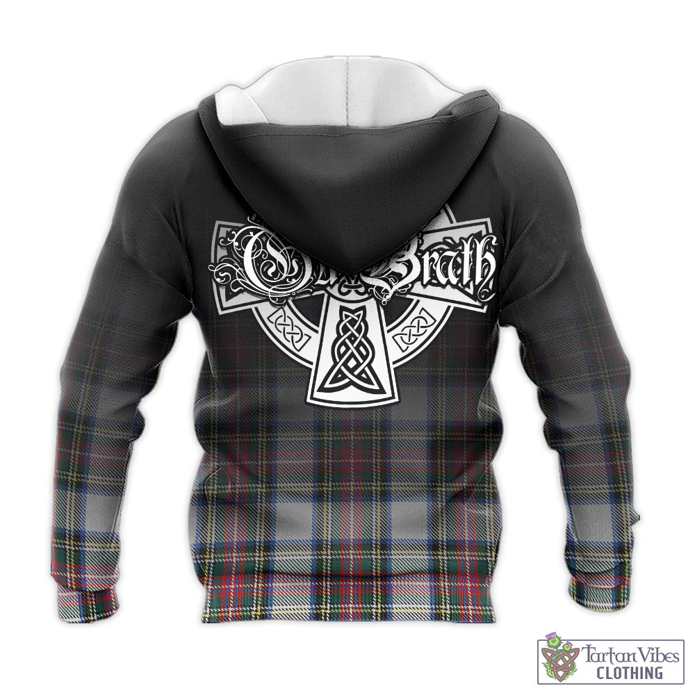 Tartan Vibes Clothing Dennistoun Tartan Knitted Hoodie Featuring Alba Gu Brath Family Crest Celtic Inspired