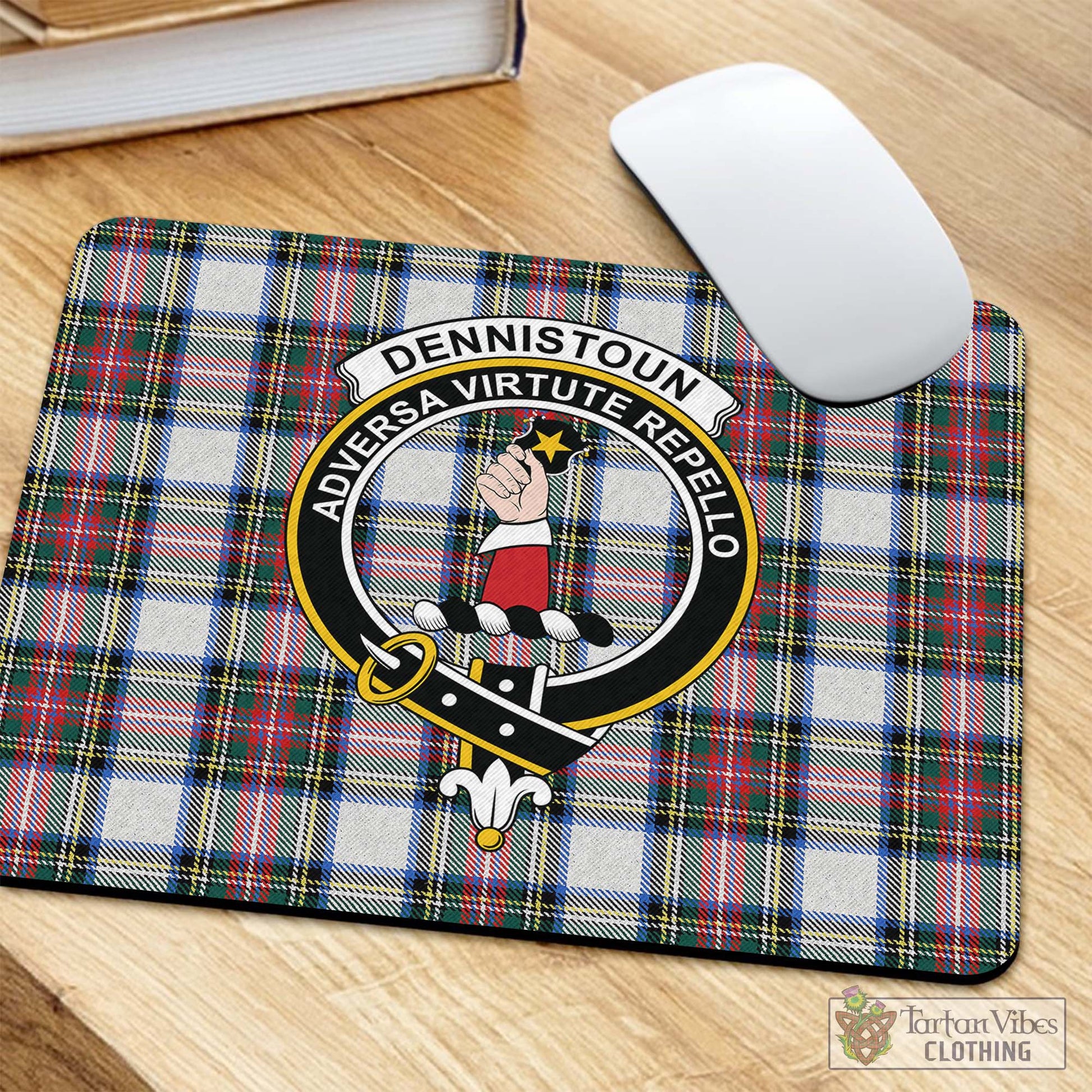 Tartan Vibes Clothing Dennistoun Tartan Mouse Pad with Family Crest