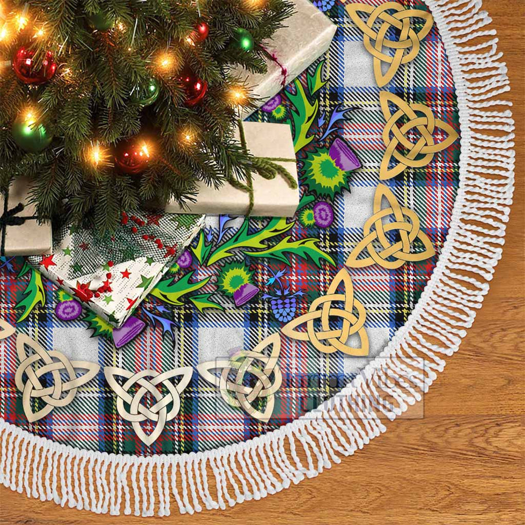 Tartan Vibes Clothing Dennistoun Tartan Christmas Tree Skirt with Thistle Celtic Knot Style