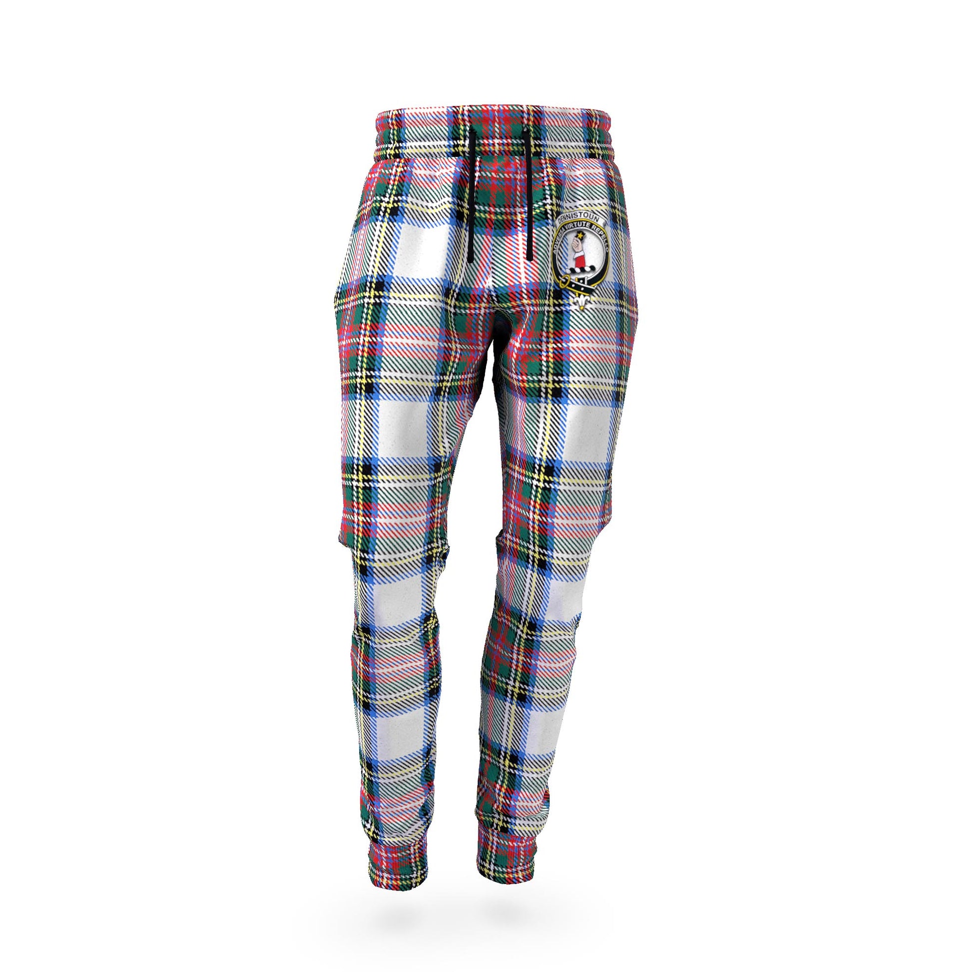 Dennistoun Tartan Joggers Pants with Family Crest - Tartan Vibes Clothing