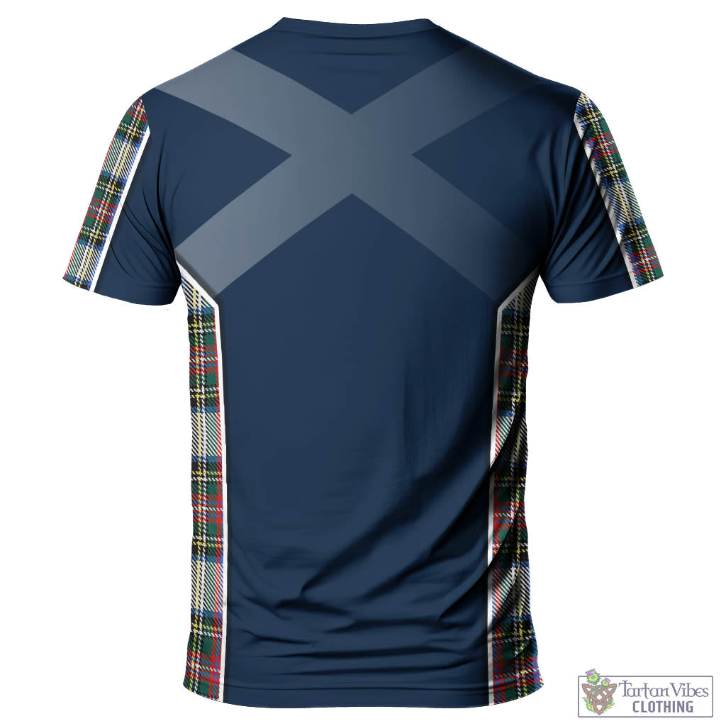 Tartan Vibes Clothing Dennistoun Tartan T-Shirt with Family Crest and Scottish Thistle Vibes Sport Style