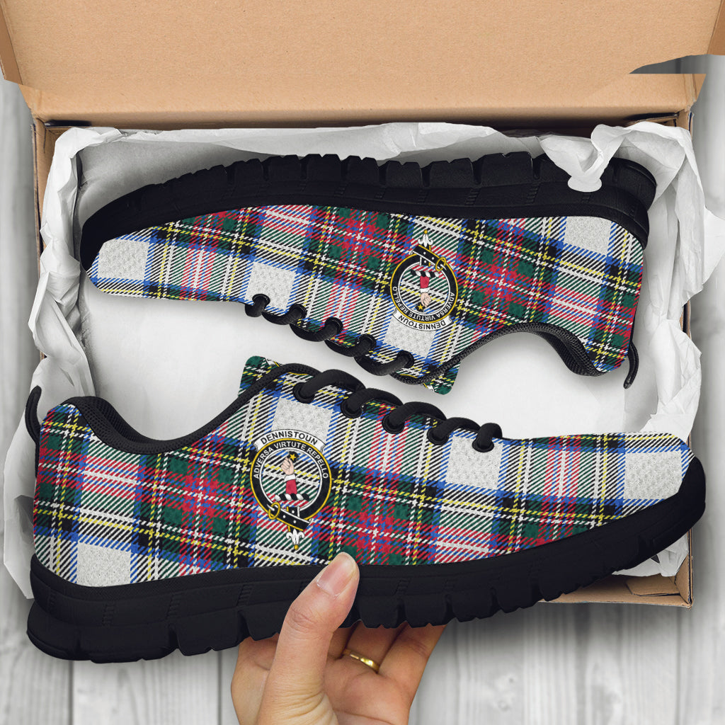 Dennistoun Tartan Sneakers with Family Crest - Tartan Vibes Clothing