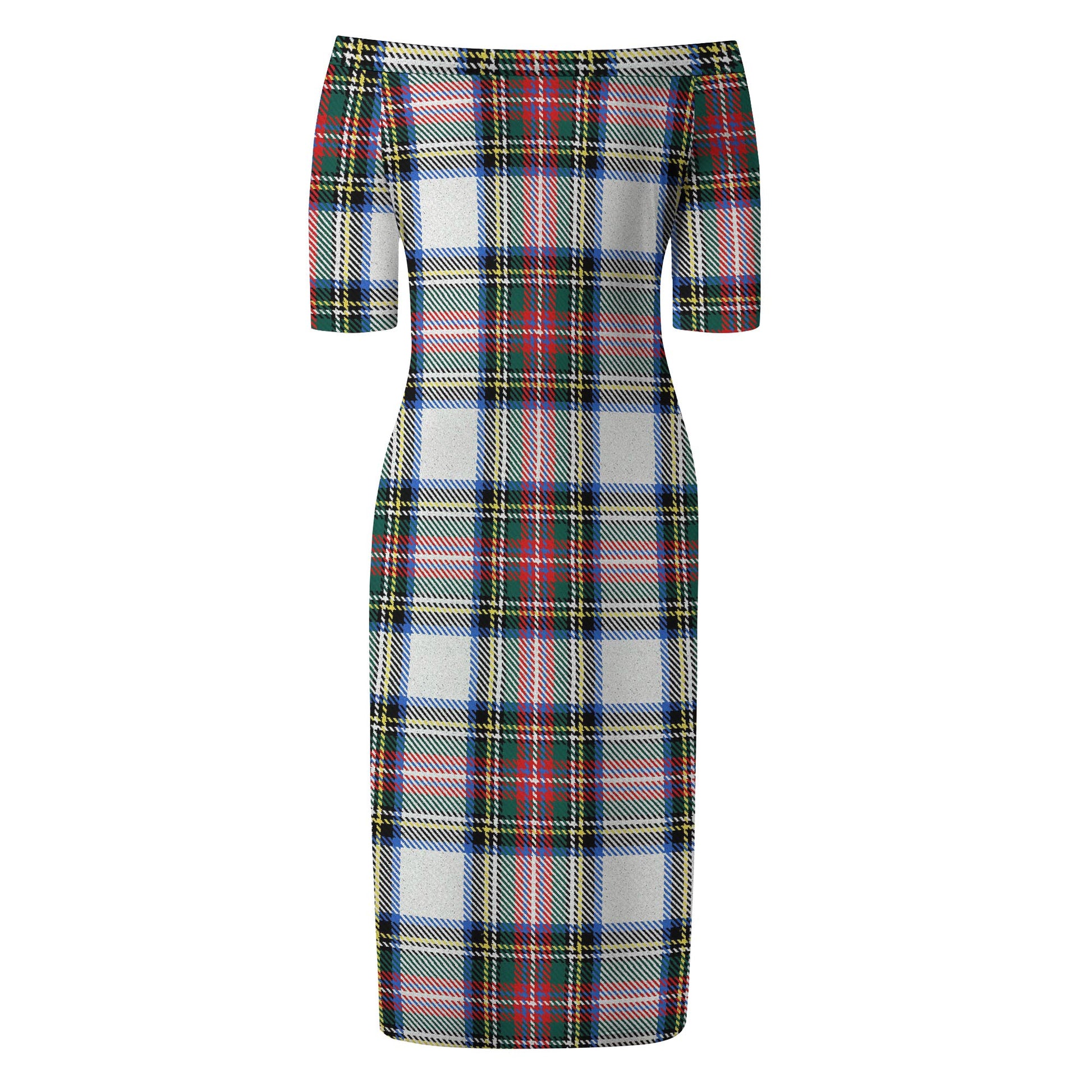 Dennistoun Tartan Off Shoulder Lady Dress - Tartanvibesclothing