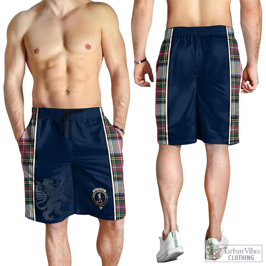 Tartan Vibes Clothing Dennistoun Tartan Men's Shorts with Family Crest and Lion Rampant Vibes Sport Style